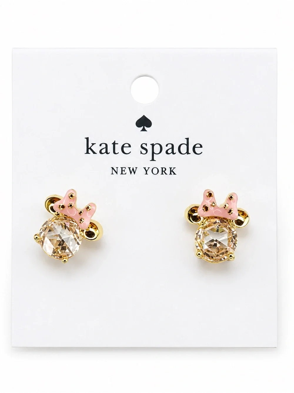 kate spade inspired mini-mouse crystal gold-toned earrings
